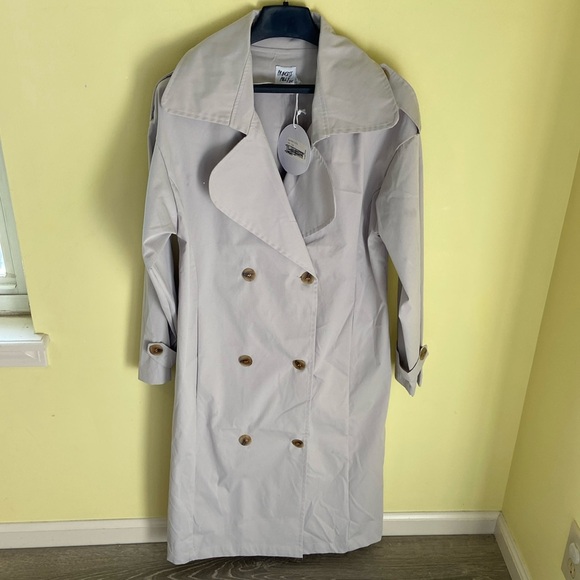 NWT Princess Polly Light Gray Trench Coat - Picture 1 of 4